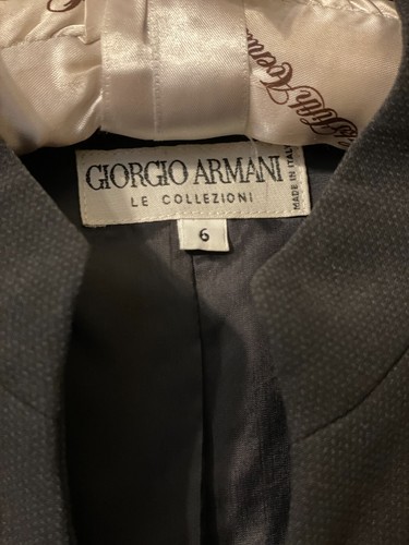 Giorgio Armani Le Collezioni Collarless Fitted Jacket Black Vis/Wool Blend sz:6 - Picture 5 of 10