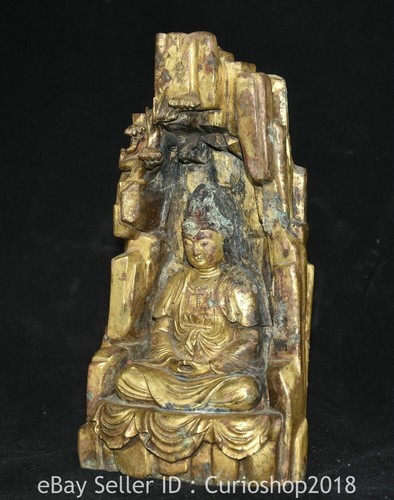 Escultura de Buda Shakyamuni Amitabha de bronce dorado budismo chino antiguo de 5,2" - Imagen 9 de 13