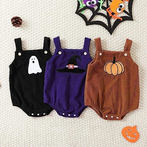 Halloween Baby Mädchen Junge Outfit Kürbis Geist Strampler 3-6 Monate Geist schwarz - Bild 5 von 8