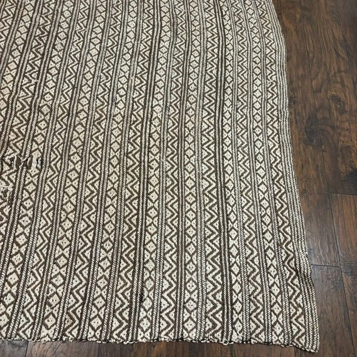 Vintage Handgewebt in Pakistan Kelim 100% Baumwolle Braun und Creme Boho Überwurf Teppich - Bild 5 von 9