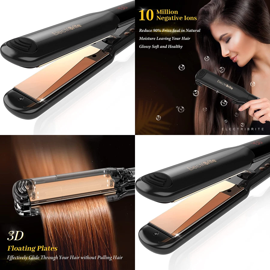 PROFESSIONAL Flat Iron Hair Straightener Titanium Plate Fast Heat