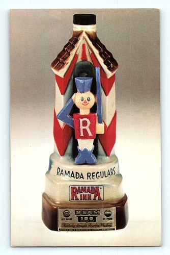 Beam's 1976 Ramada Inn Bottle Regal China trophy bottle Attendant Postcard F1