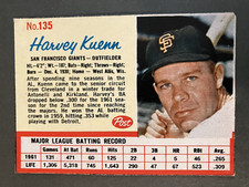 1962 Post Cereal #135 Harvey Kuenn San Francisco Giants.