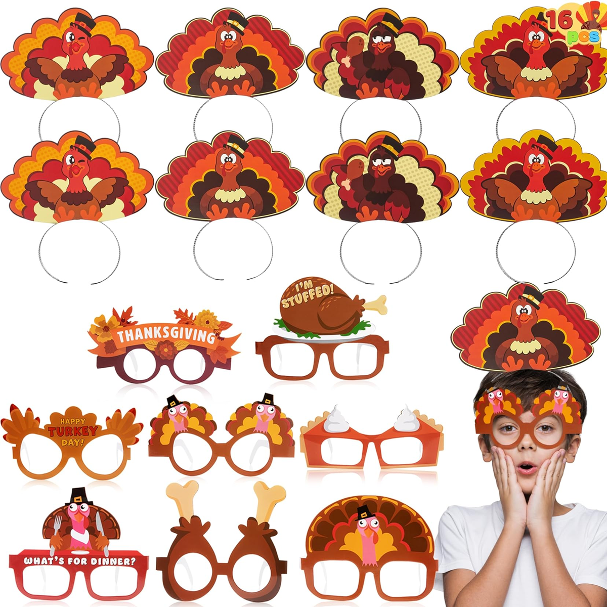 Thanksgiving Turkey Headband with Bow Clips and Earrings Set Turkey Hair Bow-thanksgiving Hair Bow-turkey Sculpture Hair  main image 2