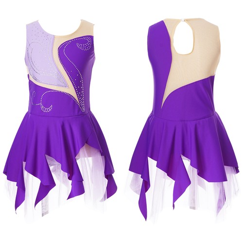 Kids Girls Leotard Contemporary Dress Tutu Dancewear Exercise Dresses Gymnastic - Bild 39 von 53