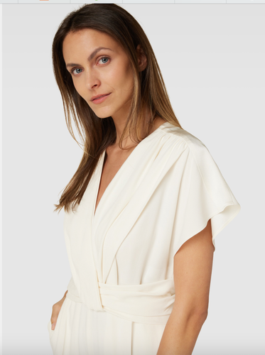 NWT BOSS Hugo Boss White Debasa Short Sleeve V-Neck Wide Leg Jumpsuit Size 4 - Picture 3 of 8