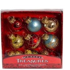 Kurt Adler Petite Treasure Multi-Color Decorated Glass Ball Ornaments, 9-Pieces