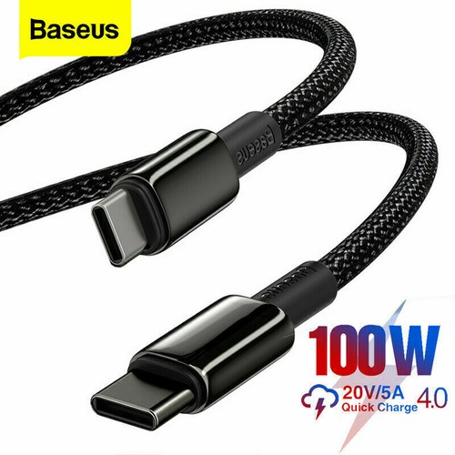 Baseus PD 100W Type-C vers C Ordinateur Portable Téléphone QC 4.0 Plomb Chargeur Câble Data Cord - Photo 1 sur 10