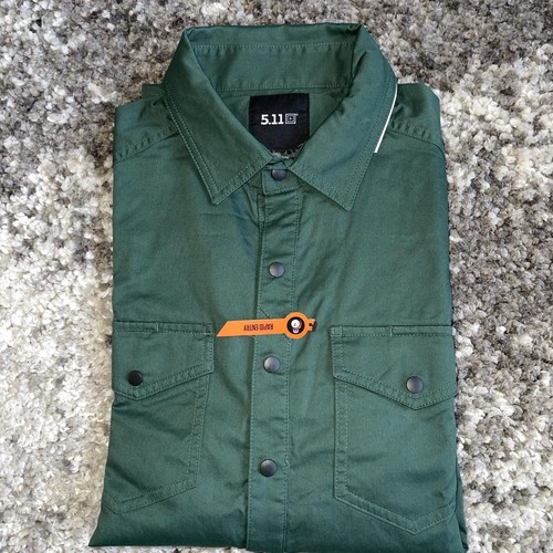 5.11 Shirt Mens S Green Tactical Snap Front Hunting Shooting Rapid Entry Work - Picture 3 of 12