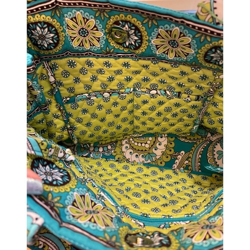 Vera Bradley Tie Tote Handbag Peacock Paisley Floral Quilted Cotton Shoulder Bag - Picture 6 of 11