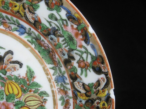 Antique Chinese Famille Rose Butterfly Plate - c.1870-80 - 7" - Bild 6 von 11