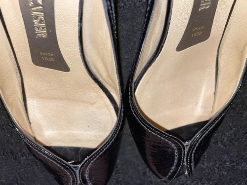 6.5M Black Patent Leather Peter Kaiser Emilia Peep Toe High Heel Pumps.Germany. - Picture 13 of 13