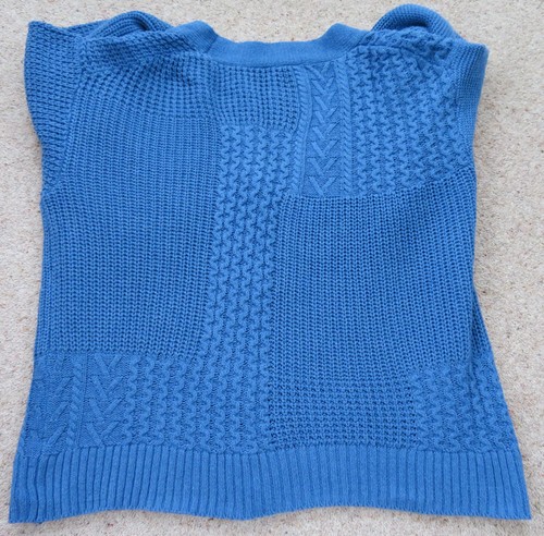 TEAL BLUE COTTON BLEND LADIES CABLE CARDIGAN APPROX Size L BNWOT - Picture 3 of 6