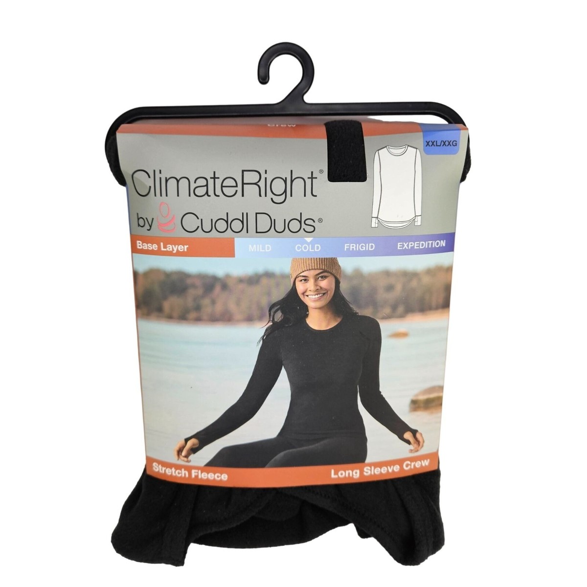 Cuddl Duds ClimateRight Stretch Fleece Black Long Sleeve Crew Layer XXL XXG New eBay