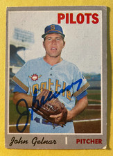 SIGNED JOHN GELNAR 1970 TOPPS BASEBALL CARD - SEATTLE PILOTS
