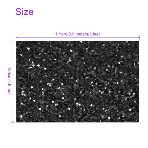 1 Yard Black Sequin Fabric Velvet Sparkly Iridescent Bling 4ft Width for DIY - Picture 3 of 6