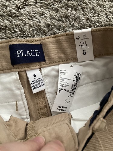 The Children's Place Boy's Belted Chino Shorts WR4 Java Hill Size 6 NWT - Picture 2 of 3