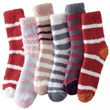 Fuzzy Socks for Women - 6 Pairs Fluffy Socks Womens, Cozy Slipper Sock for Wo...