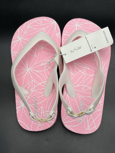 Old Navy Toddler Girls Pink White Printed Flower Flip Flops Toddler SIZE 9 - Picture 3 of 8