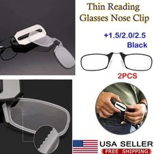 New Ultra Thin Reading Glasses Nose Clip Optics Presbyopic +1.5 +2.0 +2.5 2PCS