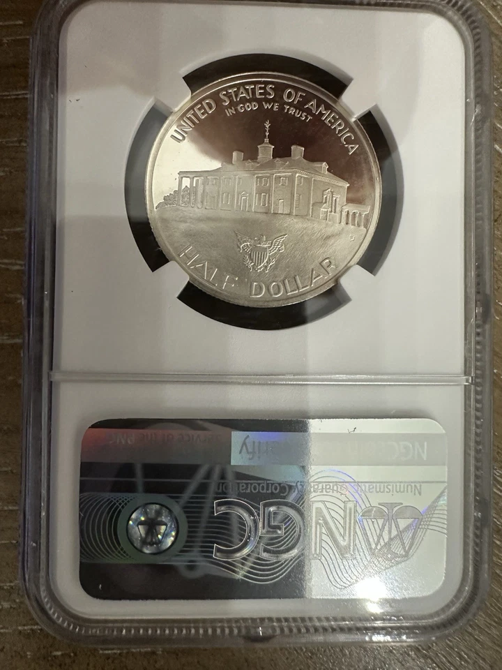 NGC Grade GEM Proof 1982-S Half Dollar 50th Anniv. Washington Birth Raw Gr MS 67 - Image 2 of 3