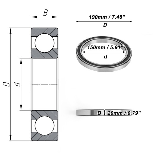 6830DDU Deep Groove Ball Bearings 150x190x20mm 1 Pc Scooter Skateboard Wheel - Picture 4 of 6