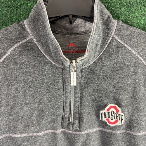 Tommy Bahama Ohio State Gray Quarter-Zip Men’s Large Buckeyes Reversible - Picture 4 of 7