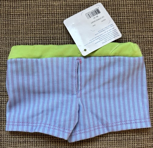 Build A Bear Cozy Striped Shorts NEW has green belt with blue and purple stripes - Picture 5 of 7