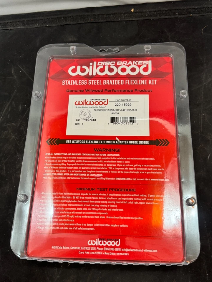 Kit de frenos Wilwood Flexline delanteros de alta calidad para Jeep Wrangler JL trasero 2018-up Foto 3 de 4