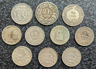 WORLD COINS SILVER LOT DE 10 MONNAIES ARGENT DIVERS PAYS .REF:S8.