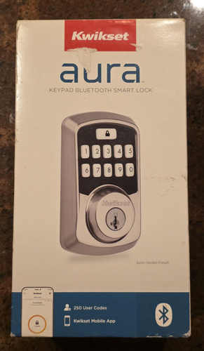 Kwikset Aura 99420-001 Smart Bluetooth Keypad Deadbolt SmartKey in Satin Nickel