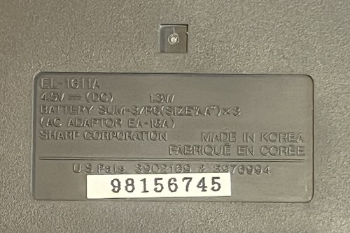 Sharp ELSI MATE EL-1611A 10-Digit Handheld Printer calculator - Picture 6 of 6