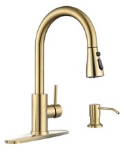 APPASO Gold Kitchen Faucet with Soap Dispenser, Brushed Gold Kitchen Sink Fau