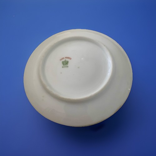 Hand Painted Nippon Saucers c.1908 Pale Yellow band Green Flower (Set Of 5) 4.5” - Picture 3 of 3
