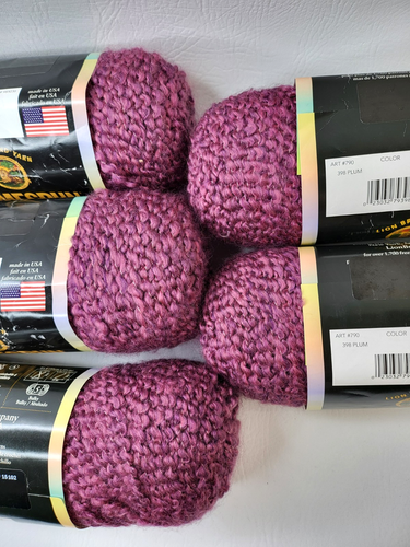 5 Skeins 398 PLUM Lion Brand Homespun Yarn Bulky 185 yd 6 Oz Chunky - Picture 13 of 13