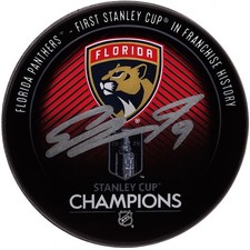 Sam Bennett Signed Florida Panthers 2024 Stanley Cup Puck JSA COA w/ Case