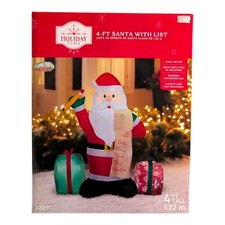 4 Ft. Santa With List Christmas Airblown Inflatable LED Lights, Yard Decor BNIB