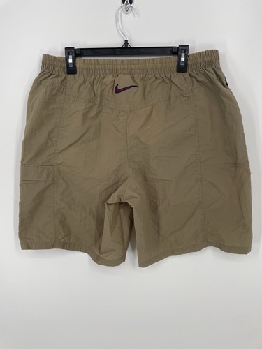 Vintage 90er Nike Center Swoosh Spell Out Oberschenkel Logo Nylon khaki Cargo Tasche Shorts - Bild 2 von 12