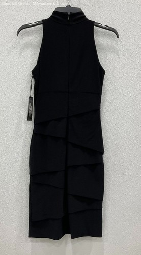 NWT White House Black Market Women's Black Mock Neck Sheath Dress Size 0 Elegant - Picture 4 of 5