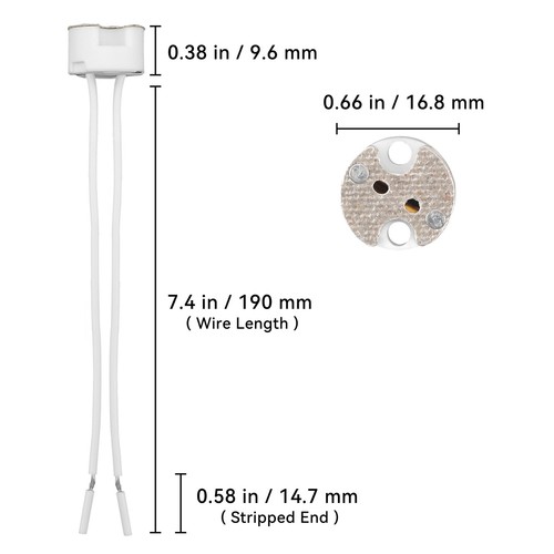 LED MR16 GU5.3 Socket, 10pcs Halogen Lamp Bulb Ceramic Connector Wire Adapter MR - Bild 2 von 6