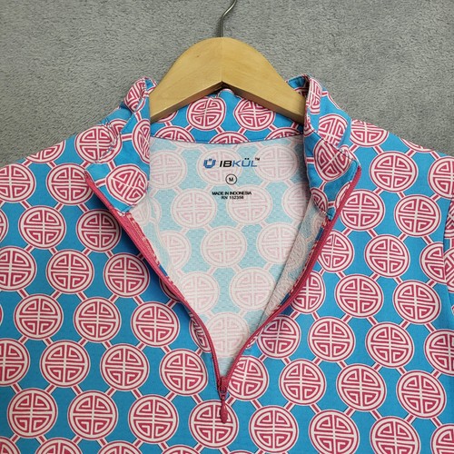 Ibkul Shirt Womens Medium Geometric 1/4 Zip Pullover Long Sleeve Mesh Cool Top - Picture 7 of 9
