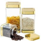 Glass Storage Jars-Large Kitchen Glass Canisters with Airtight Lids -Coffee P...
