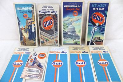 8 Vintage Gas Station Travel Map Lot Collection Gulf New Jersey D.C. Philly