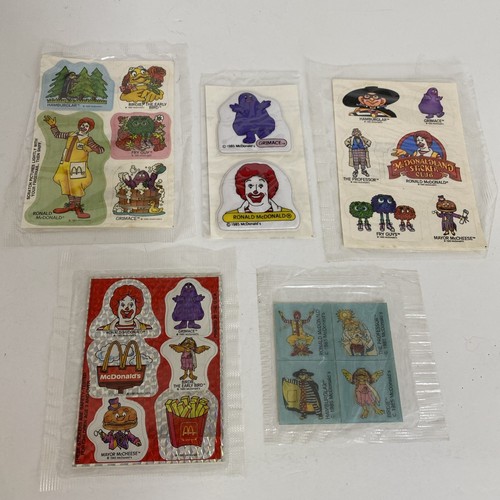 Vintage 1985 McDonald’s Sealed Sticker Sheets Lot Of 5 Metallic/Puffy/Hologram