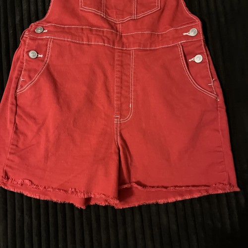 No Boundaries Bib Shortalls Denim Jeans Overall Shorts rot Größe 7-9 Medium - Bild 4 von 14