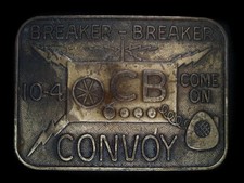 UE13120 VINTAGE 1970s  BREAKER-BREAKER 10-4 COME ON CONVOY  CB RADIO BUCKLE