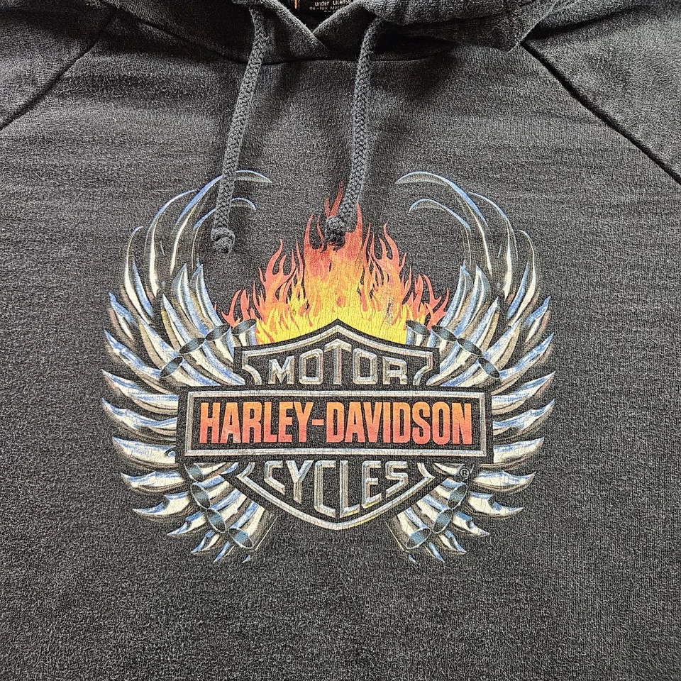Sudadera con capucha negra vintage Harley-Davidson para mujer motociclista Y2K grunge talla XL Foto 2 de 4