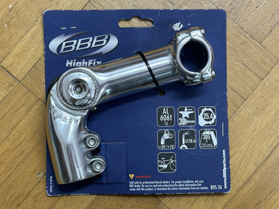 BBB BHS-26 High Fix Vorbau , 25,4mm weiß, 115 mm, silber. verstellbar.
