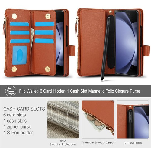 For Samsung Galaxy Z Fold 7 6 5 4 3 Zipper Wallet Case Leather back Flip Cover - 第 19/28 張圖片