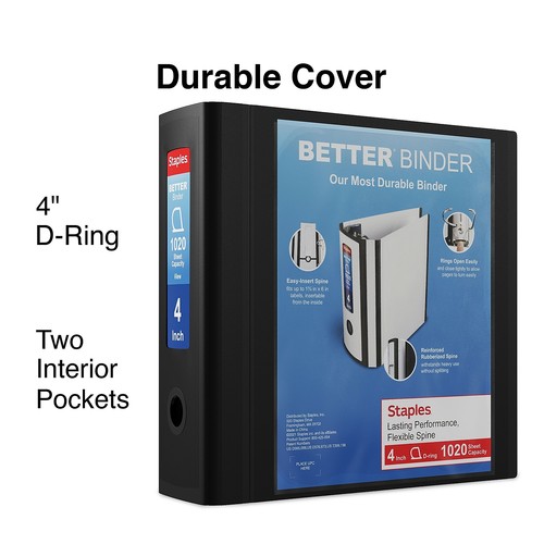 Staples 4" 3-Ring Better Binder Black 2/Pack ST55814-CCVS - Imagen 2 de 8
